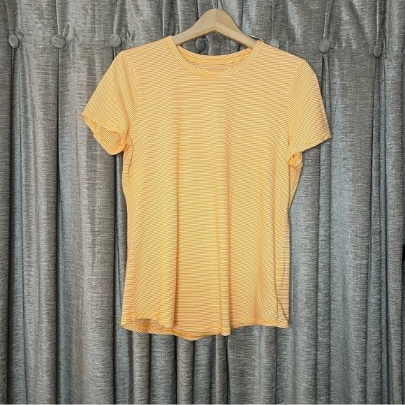 NWT Gap Orange Stripe Short Sleeve Crewneck Tee Shirt Size Medium - Picture 2 of 12